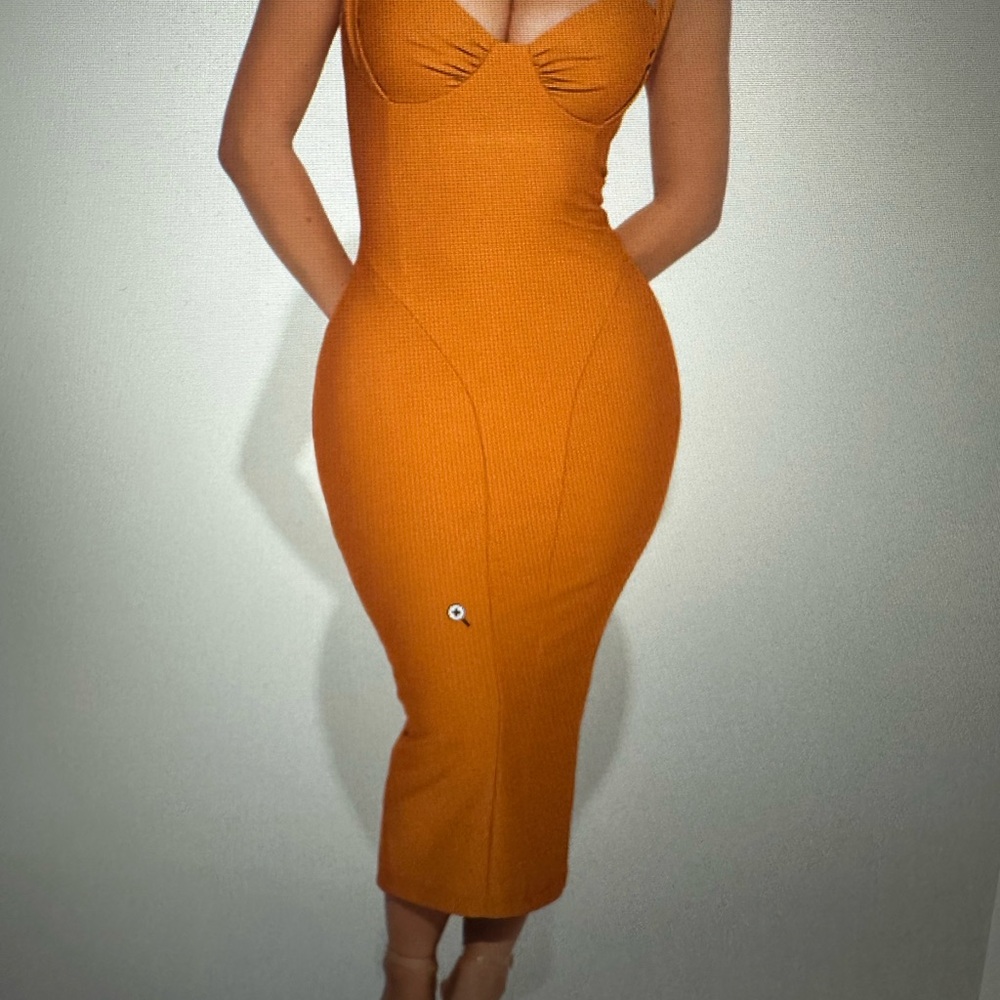 Fashion Nova Vibrant Orange Midi Dress